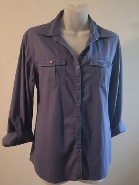 Just My Size Lavender Button-Down Shirt with Chest Pockets